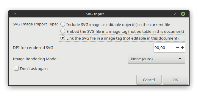 New SVG import dialog