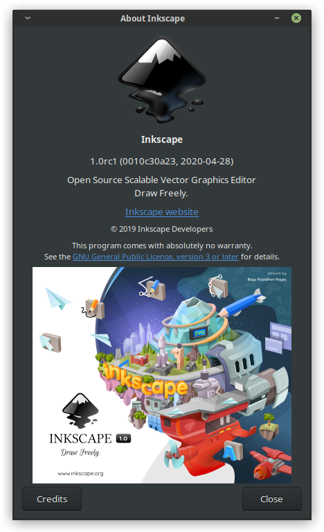 The Inkscape 1.0 About Screen