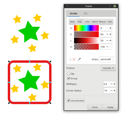 Live preview in the Render Frame extension