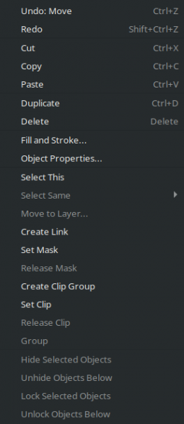 New options in context menu
